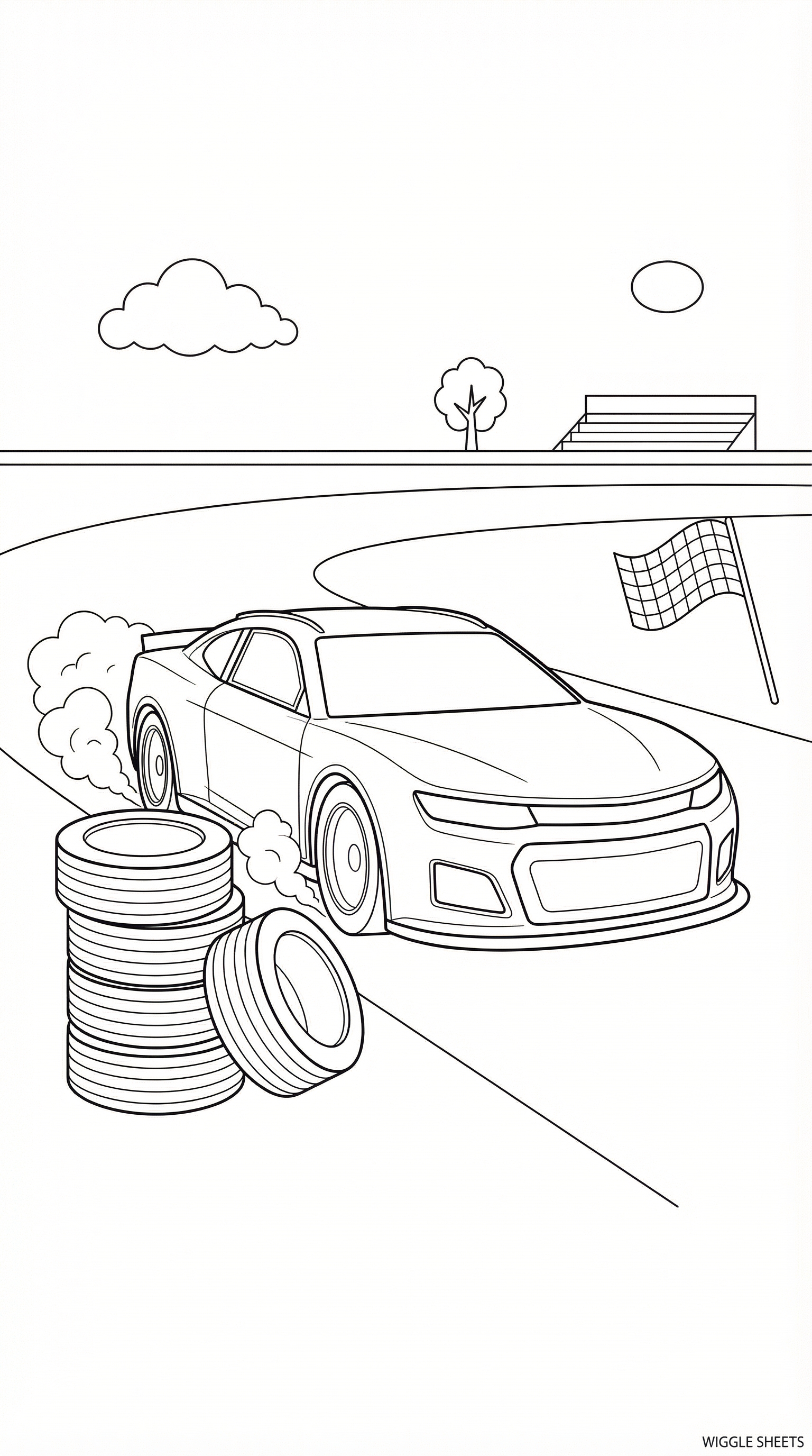 Race Car Crash Coloring Page